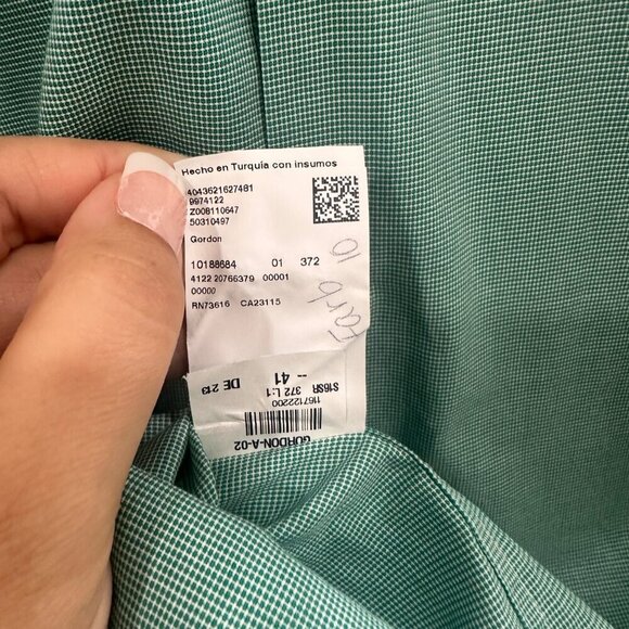 HUGO BOSS Men's Green Checked Regular Fit Dress Shirt - Size US 16, INT‎ 41 - Picture 7 of 8